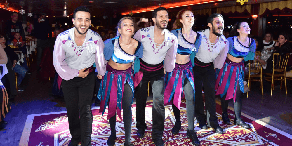 Live Turkish folk dance show on board Bosphorus cruise