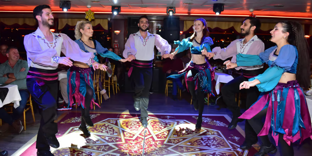 Turkish night show on Bosphorus cruise with traditional dancers