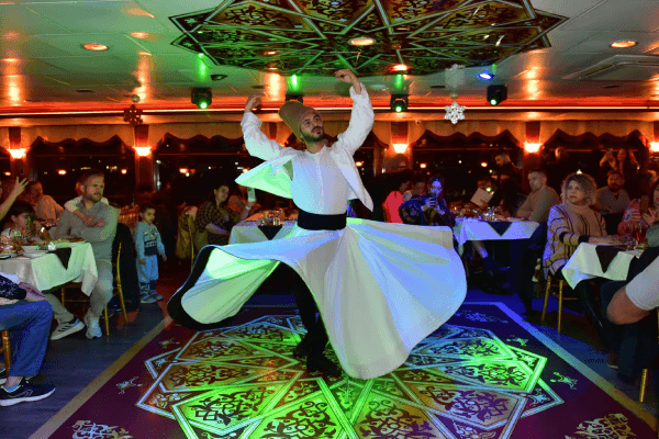 Whirling dervish performance on a Bosphorus dinner cruise